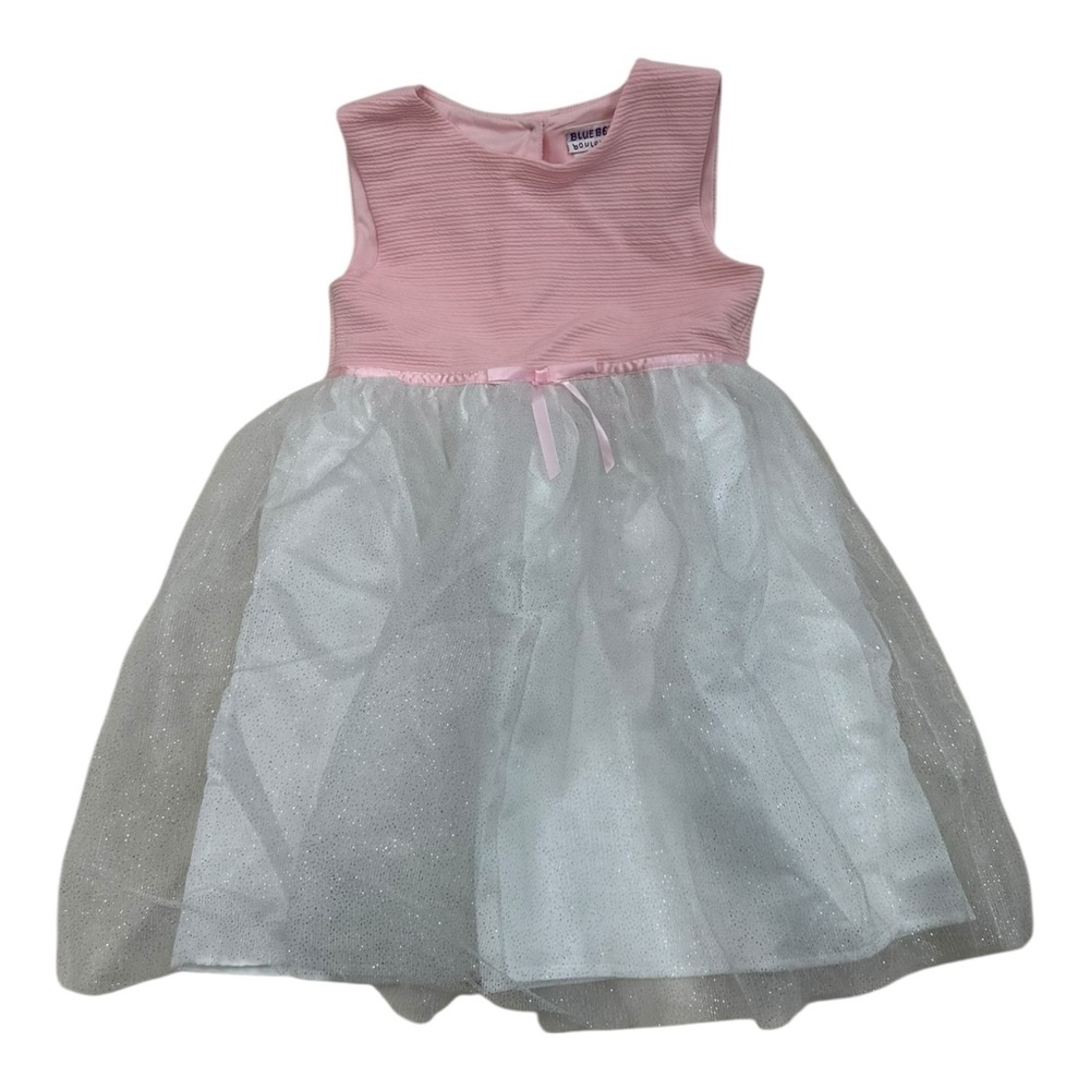 Blueberi Boulevard Pink & White Glitter Tulle Dress - Girls Size 6x